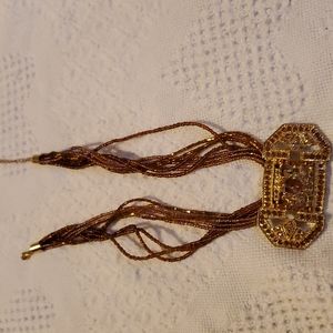 Fashion beaded necklace with gold pendant